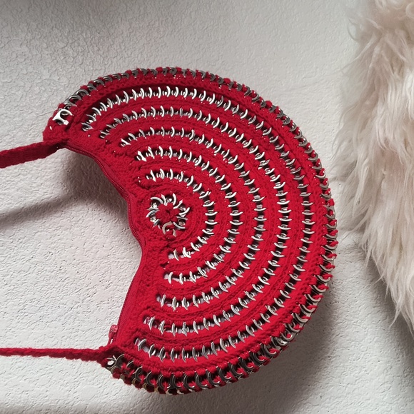 Handmade bag with crochet weaving technique.   New - Picture 3 of 11